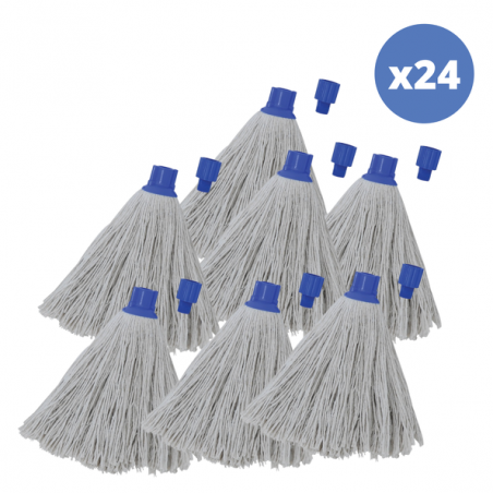 Set 24 frange di ricambio per mop in cotone superior 250gr Punta esagonale bianca MSV
