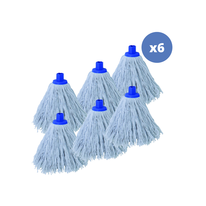 Set mit 6 Ersatz-Moppfransen aus hochwertiger Baumwolle, 220 g, weiß, mit sechseckiger Spitze