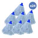Lot de 24 franges à  serpillière de rechange en coton supérieur 220gr Blanc embout hexagonal
