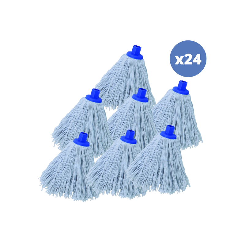 Set mit 24 Ersatz-Moppfransen aus hochwertiger Baumwolle, 220 g, weiß, mit sechseckiger Spitze