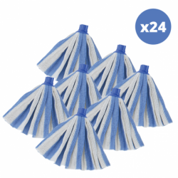 Lot de 24 franges à serpillière de rechange en coton Bleu-Embout hexagonal