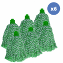 Lot de 6 franges à  serpillière de rechange en microfibre Vert