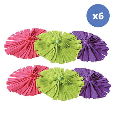 Lot de 6 franges bandelettes à  serpillière en microfibre