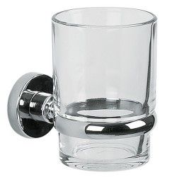 Gobelet à  fixer Verre & Acier Chromé ATLANTIC Transparent Spirella