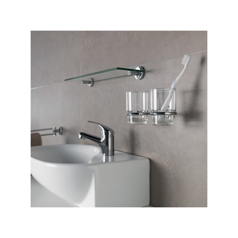 Gobelet à  fixer Verre & Acier Chromé ATLANTIC Transparent Spirella