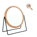 Round Magnifying Mirror SATCHI Wood & Black Steel MSV