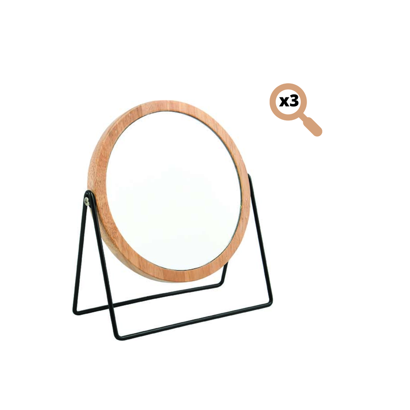 Miroir Rond Grossissant SATCHI Bois & Acier Noir MSV