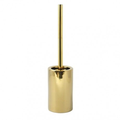 Escobillero con Soporte Cerámico TUBO Oro Brillante Spirella