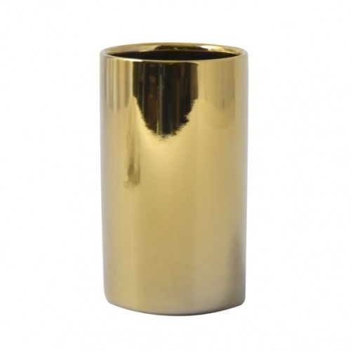 Vaso Cerámica TUBO Oro Brillante Spirella