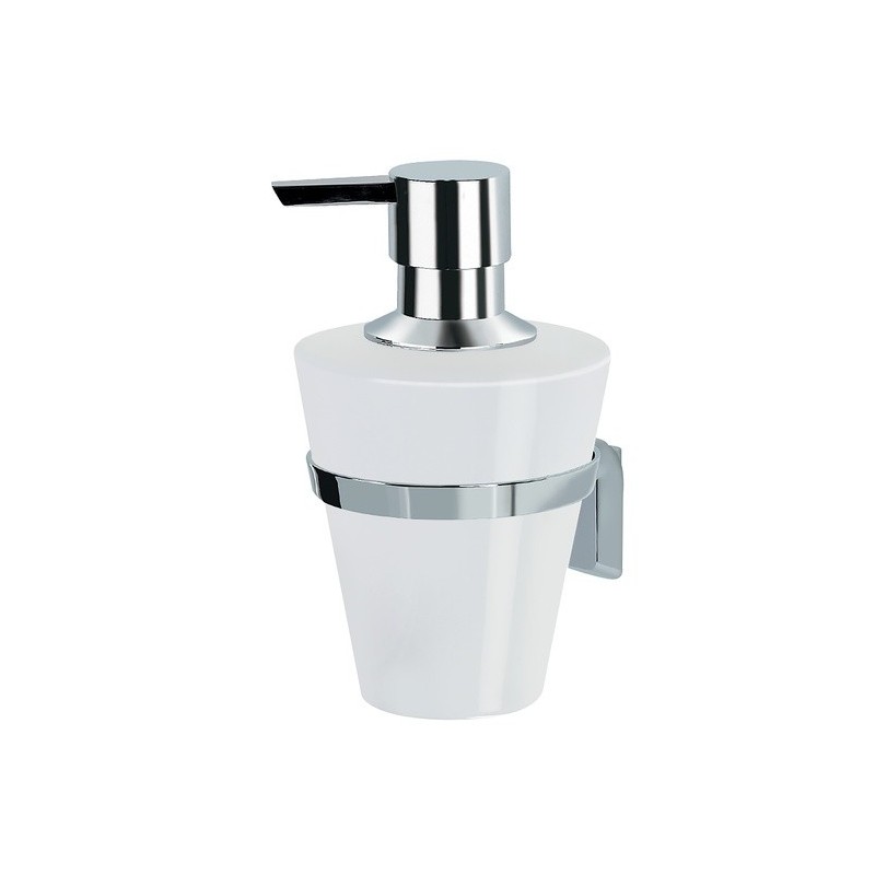 Dosificador de jabón para fijar Porcelana y acero cromado MAX LIGHT Blanco Spirella