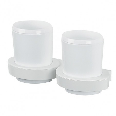 Vasos dobles para fijar ABS y PP LIMÓN Blanco Spirella