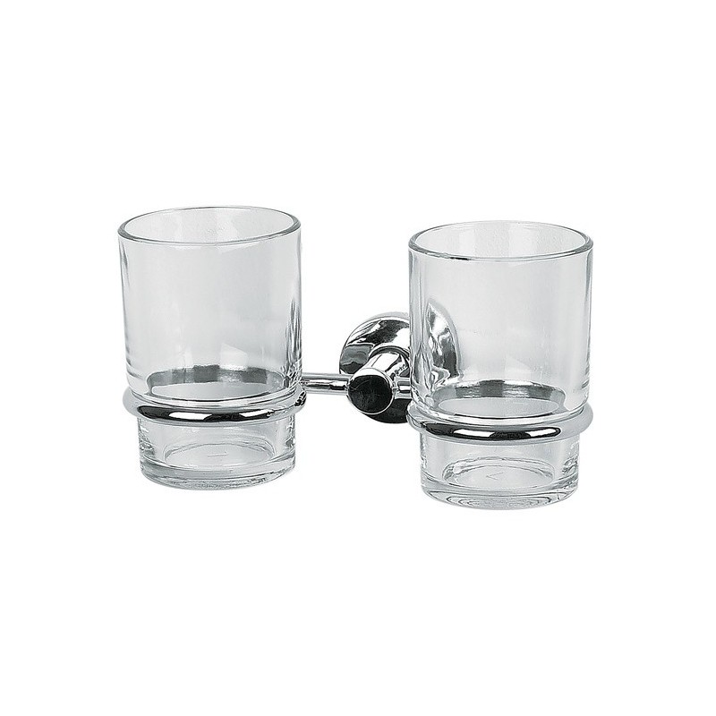 spirella Spirella Double Gobelets à  fixer Verre & Acier Chromé ATLANTIC Transparent