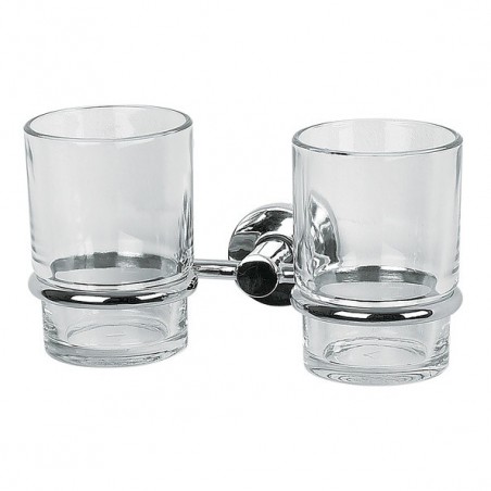 Spirella Double Gobelets à  fixer Verre & Acier Chromé ATLANTIC Transparent