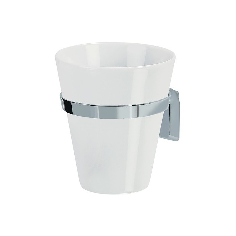 spirella Gobelet à  fixer Porcelaine & Acier chromé MAX LIGHT Blanc Spirella