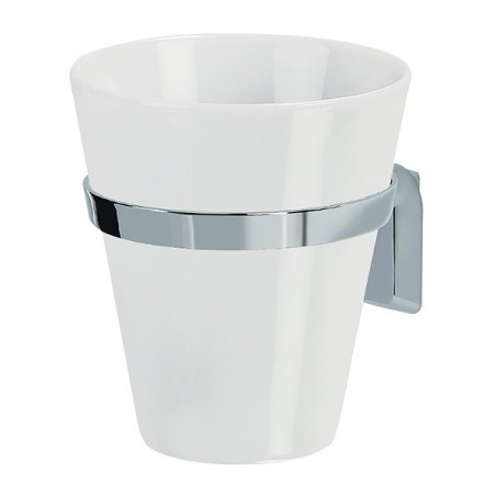 Gobelet à  fixer Porcelaine & Acier chromé MAX LIGHT Blanc Spirella