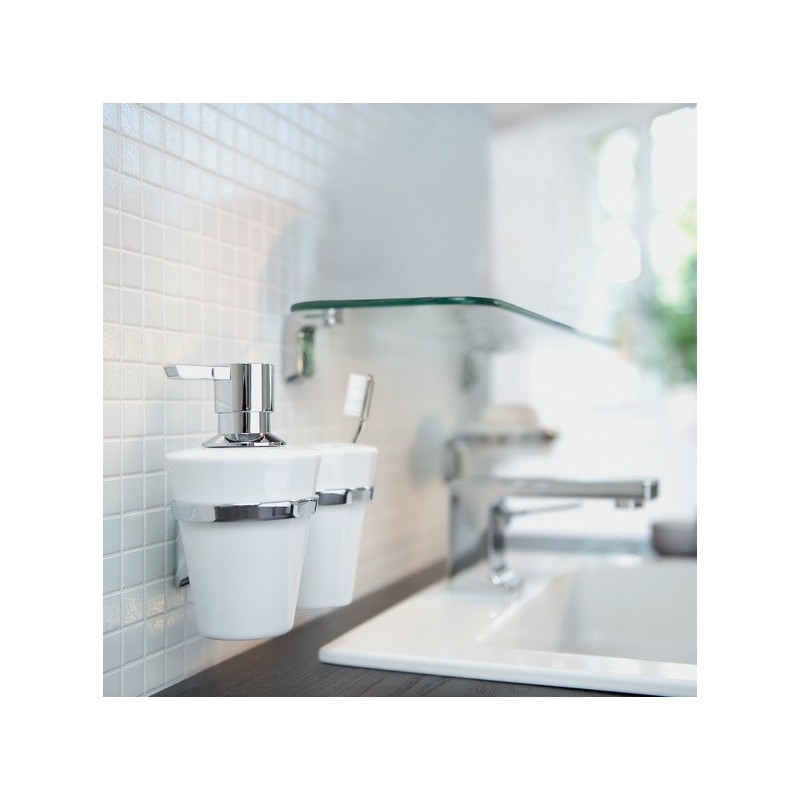 Gobelet à  fixer Porcelaine & Acier chromé MAX LIGHT Blanc Spirella