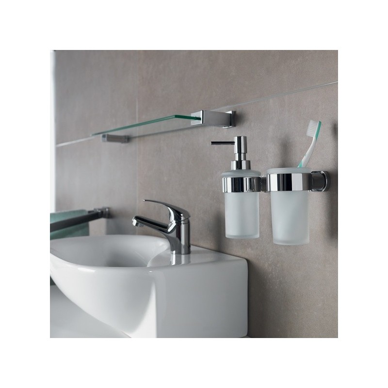 Cup to fix Glass & Chrome steel MILO White Spirella