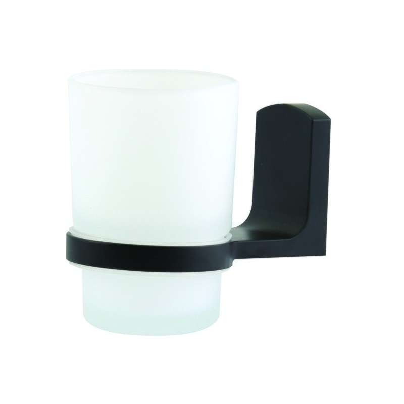 Tumbler to fix Glass & Chrome TAKU Transparent & Black Spirella