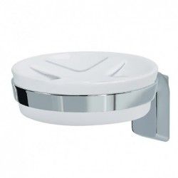 Porte savon à  fixer Porcelaine & Acier chromé MAX LIGHT Blanc Spirella