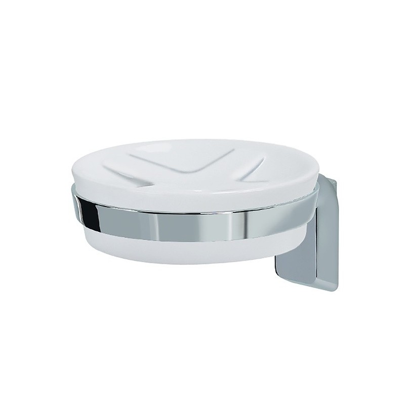 Porte savon à  fixer Porcelaine & Acier chromé MAX LIGHT Blanc Spirella