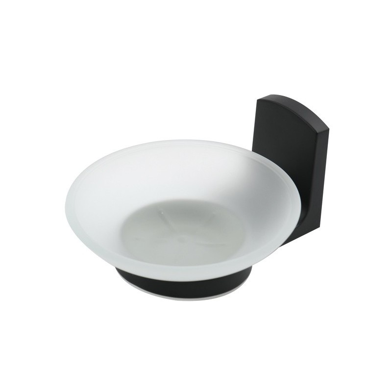 Porte savon à  fixer Verre & Chromé TAKU Transparent & Noir Spirella