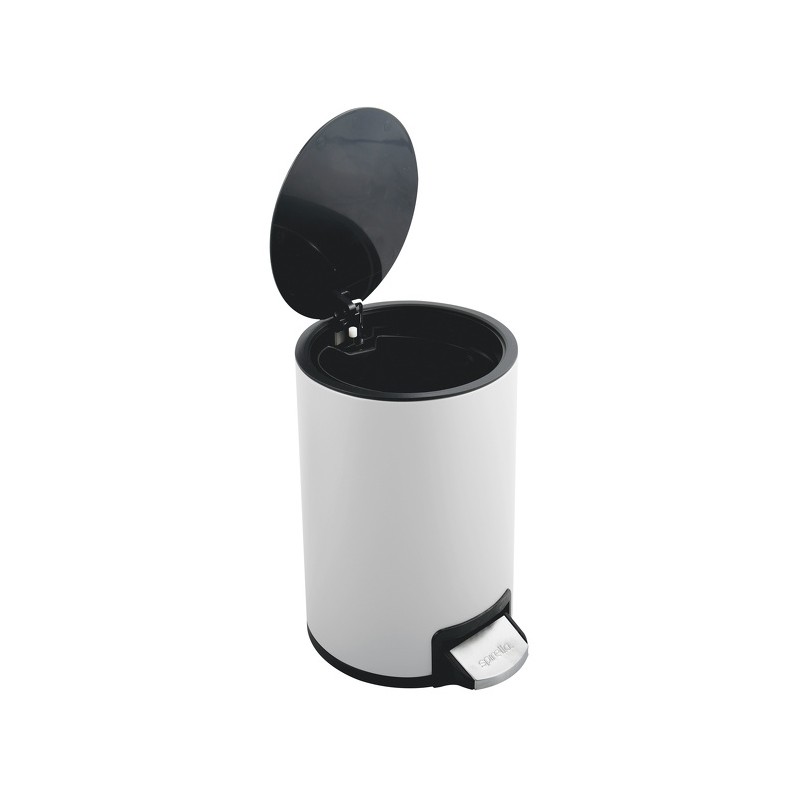 RIKU Papelera con pedal de acero inoxidable 5L blanco mate Spirella