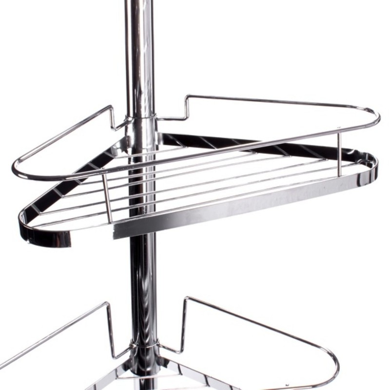 Self-supporting corner shower shelf 145-250cm telescopic chrome steel - without drilling - 4 shelves MSV