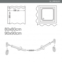 MSV Duschvorhangstangen zur Befestigung Gebogene in Aluminium 80x80cm Weiß
