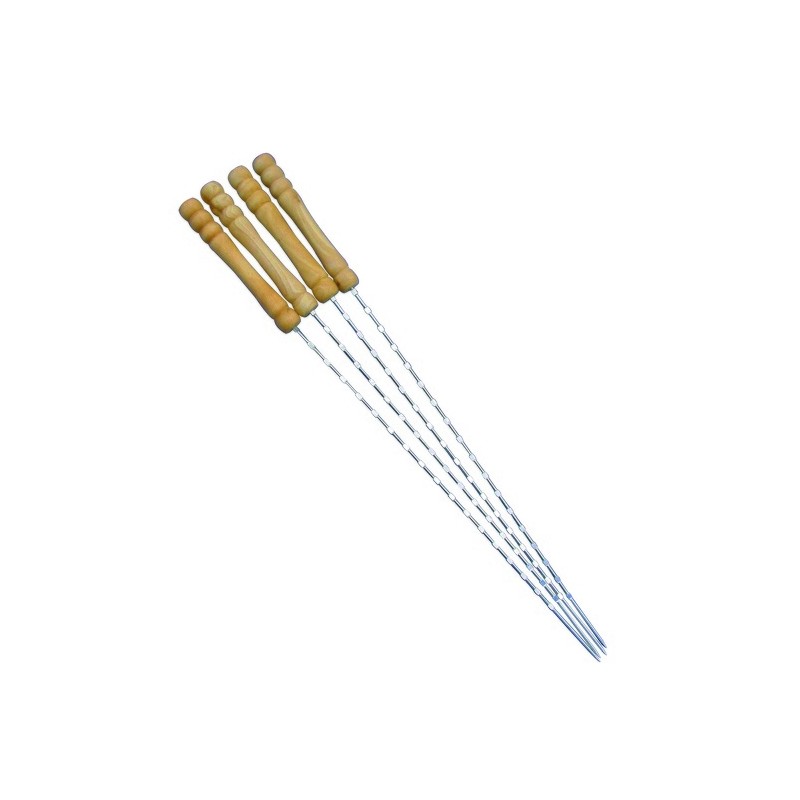 brochetas de acero cromado con mangos de madera MSV