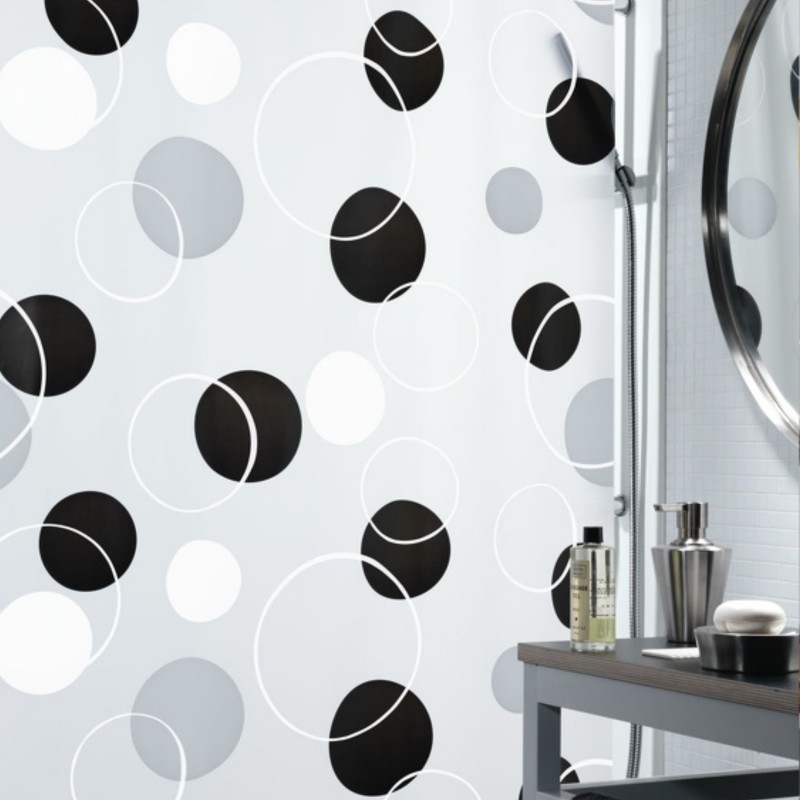 Tenda da doccia PEVA BUBBLE 180x200cm Nero e Grigio Spirella