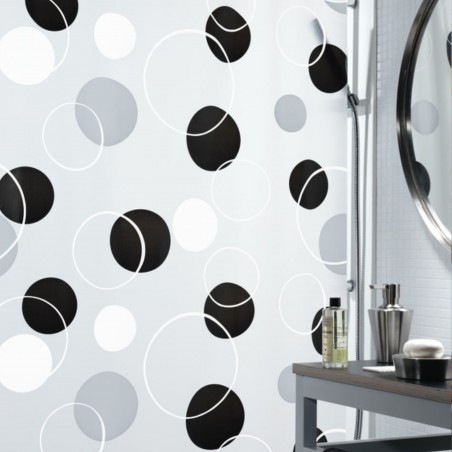 PEVA Shower curtain BUBBLE 180x200cm Black & Gray Spirella
