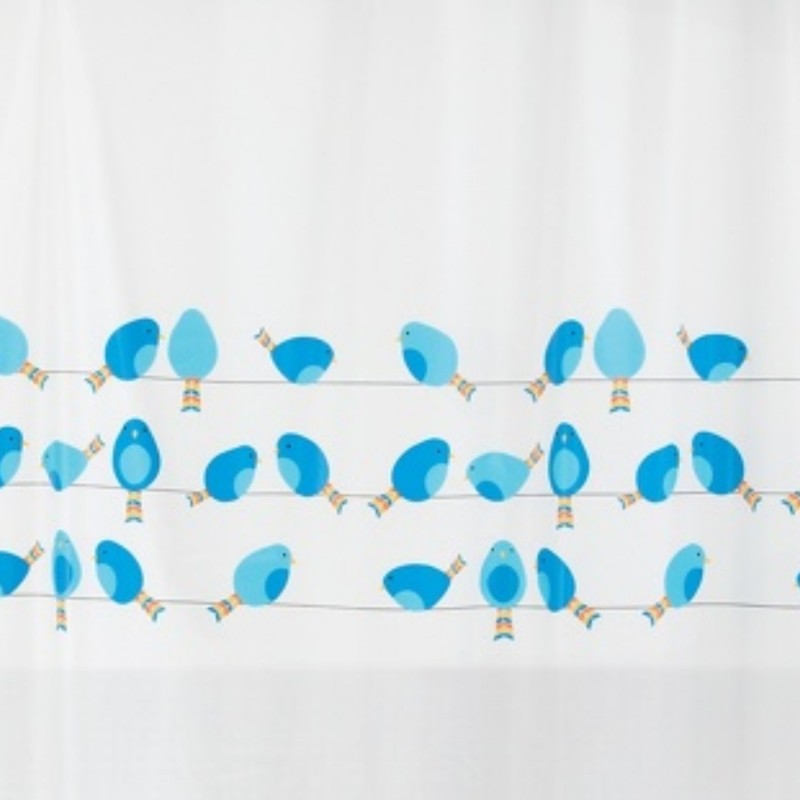 PEVA Shower curtain BIRDY 180x200cm Blue & White Spirella