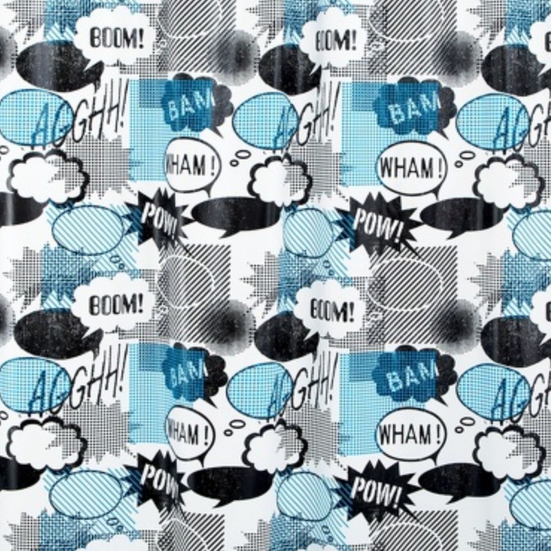 Cortina de ducha PEVA WOW 180x200cm Azul y Negro Spirella