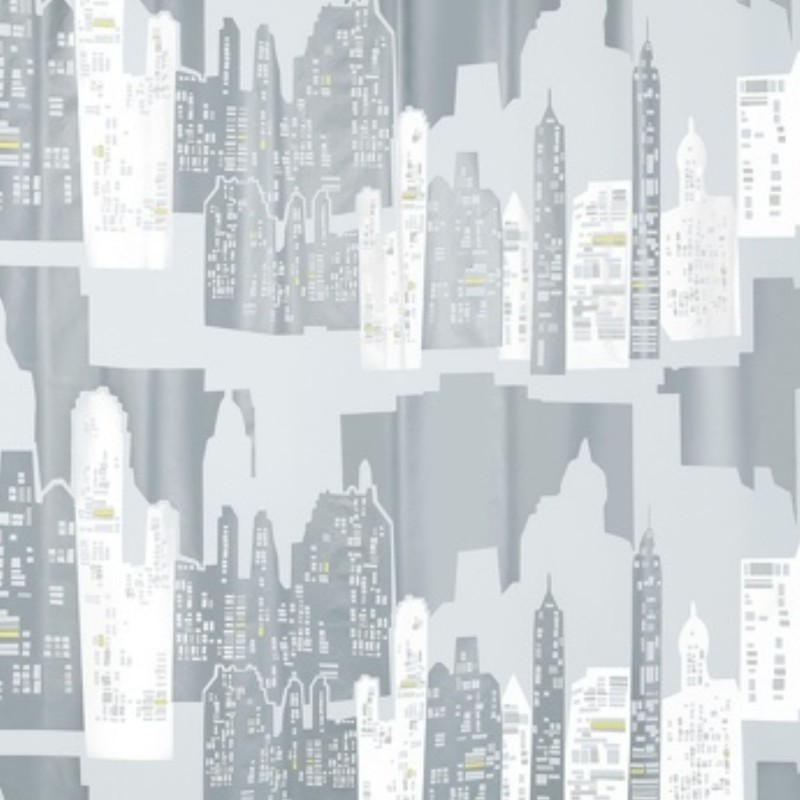 PEVA Shower curtain SKYLINE 180x200cm Silver Spirella