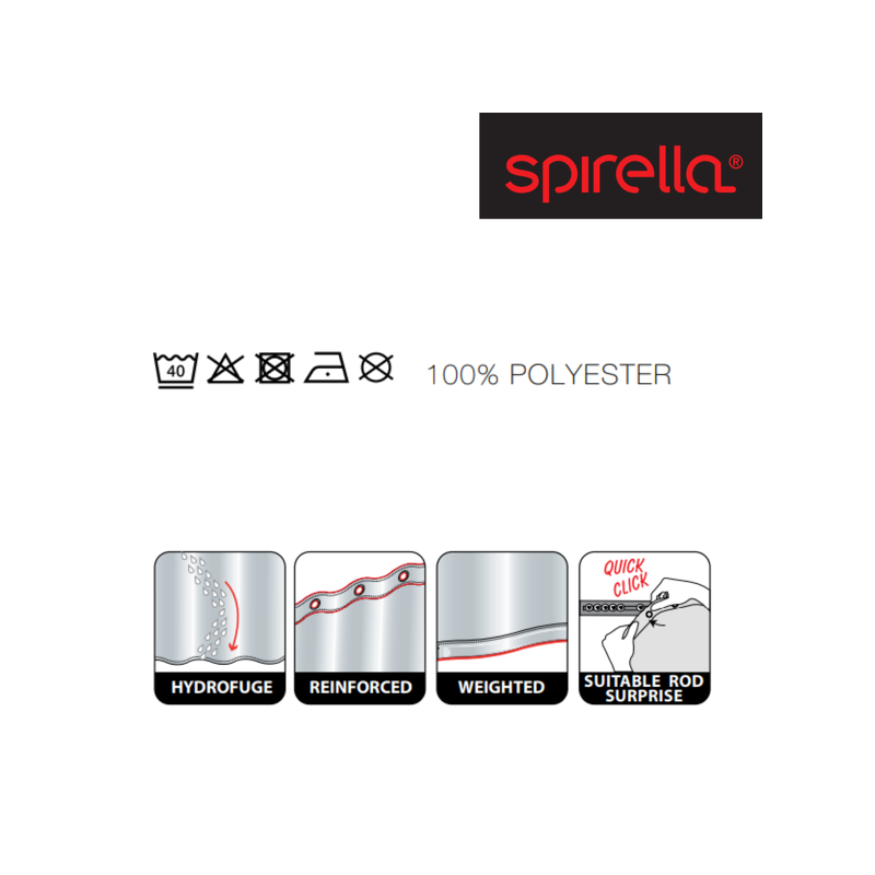 Polyester Shower curtain KOS 180x200cm Silver Spirella