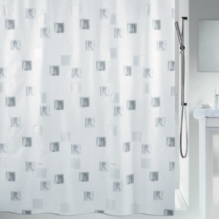 Polyester Shower curtain MILANO 180x180cm White & Silver pearl effect Spirella