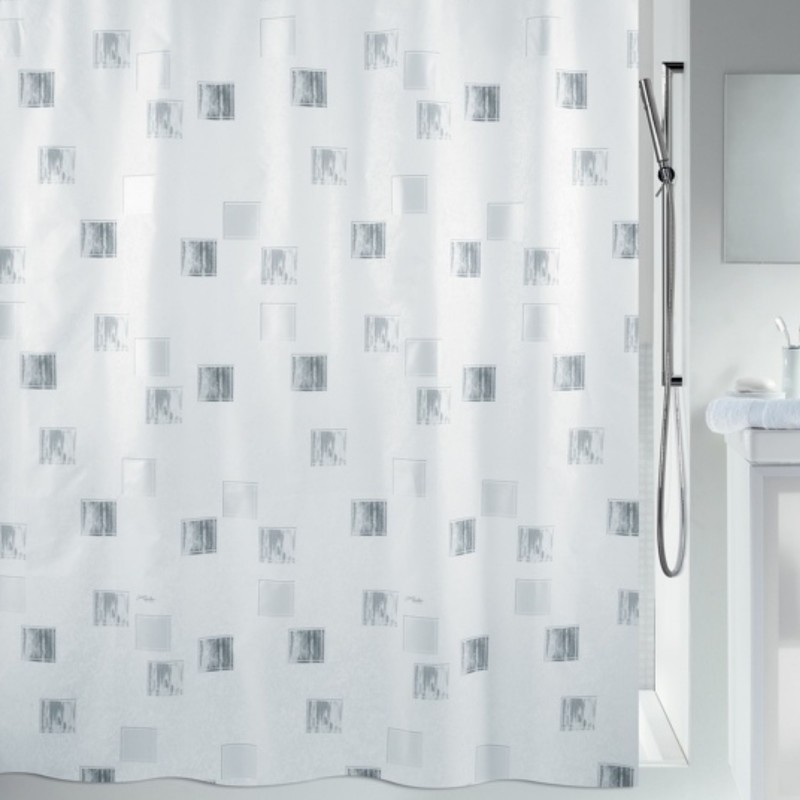 Polyester Shower curtain MILANO 180x200cm White & Silver pearl effect Spirella