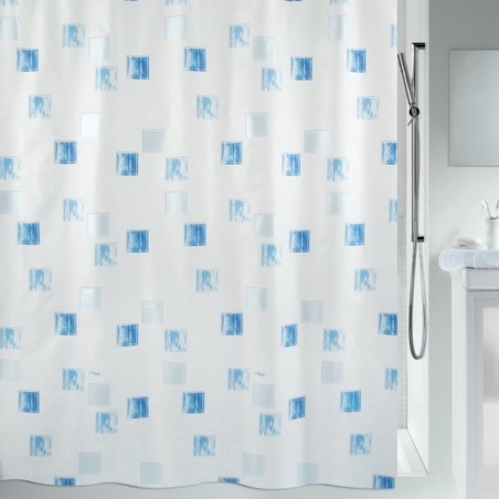 Polyester Shower curtain MILANO 120x200cm Sky Blue & White Spirella pearl effect