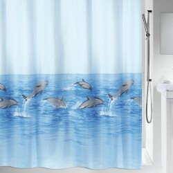 Polyester Shower curtain NEMO 240x180cm Blue dolphin pattern Spirella