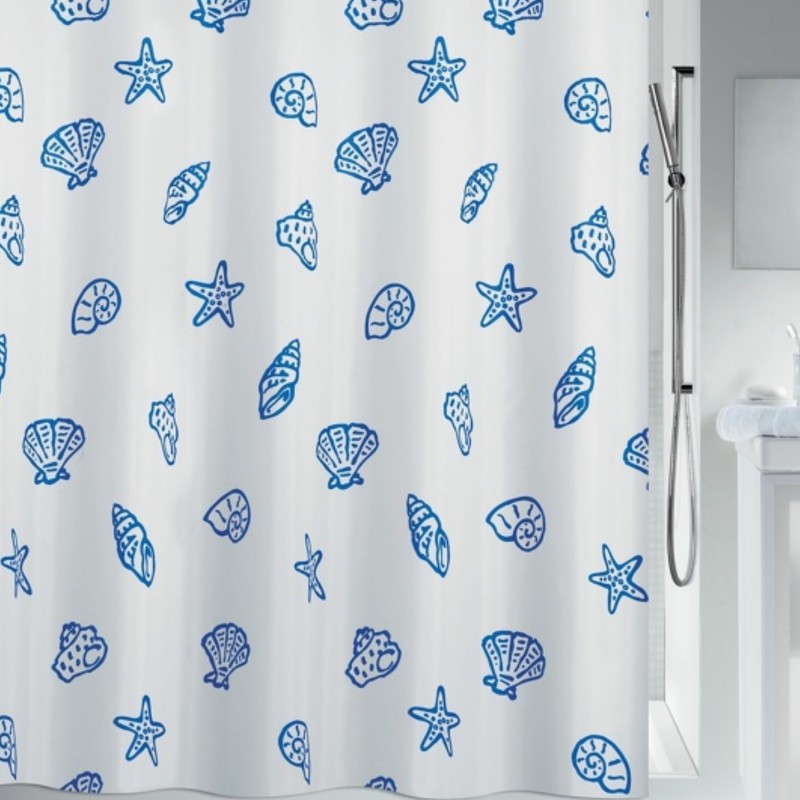 Tenda da doccia Poliestere CONCHA 120x200cm Blu e Bianco Spirella