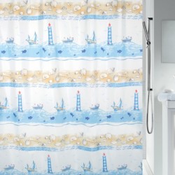 Rideau de douche Polyester NAVE 180x200cm Bleu Ciel Spirella