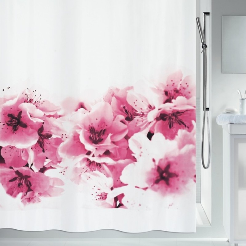 spirella Rideau de douche Polyester AMANDA 180x200cm Fleur Rose Spirella