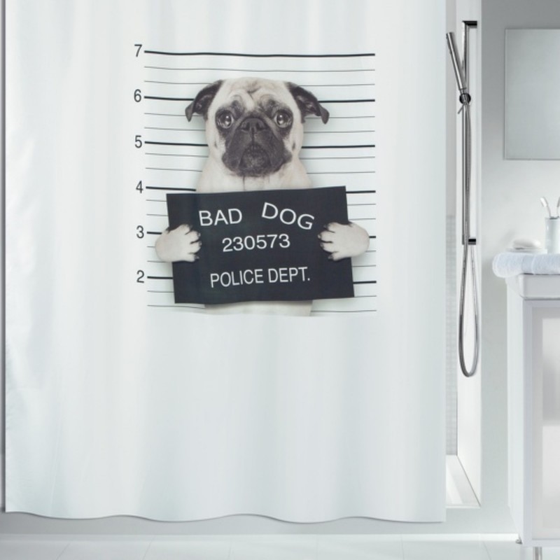 Polyester Shower curtain BAD DOG 180x180cm Spirella
