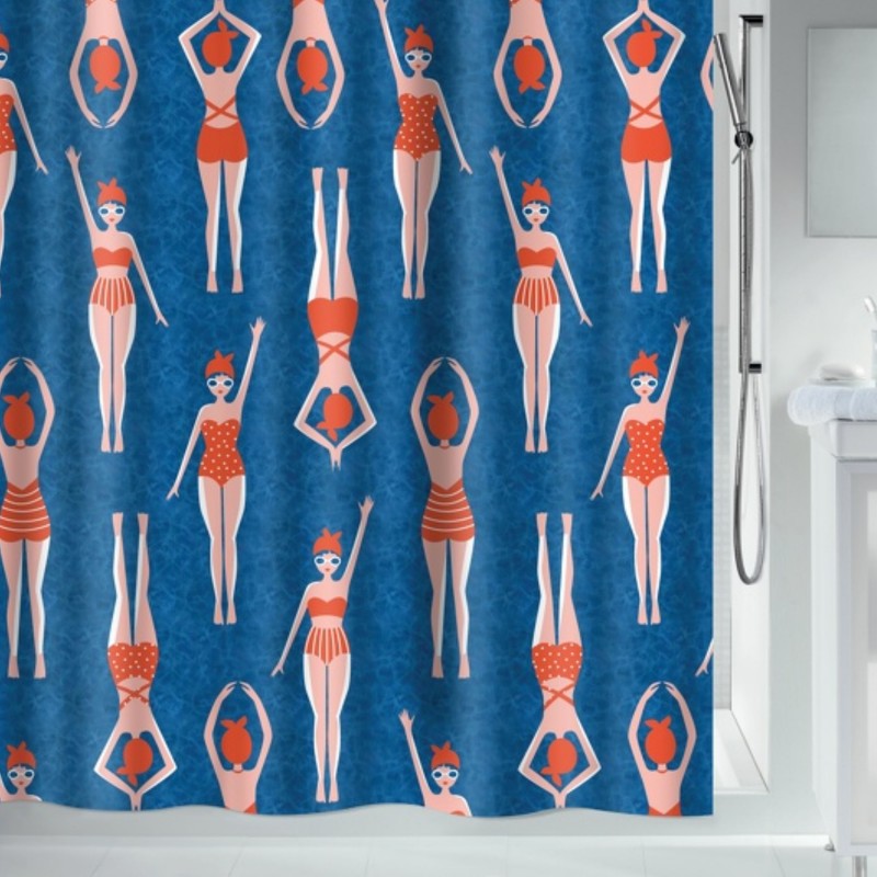 Tenda da doccia Poliestere BATHERS 180x200cm Blu Spirella