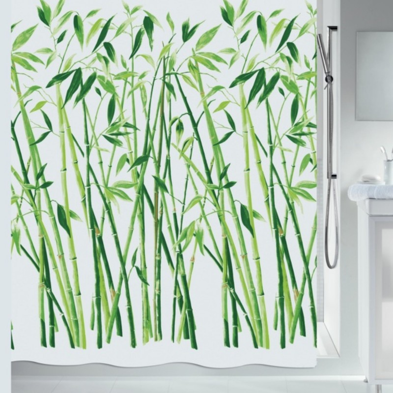 Polyester Shower curtain BAMBUS 240x180cm Spirella Green