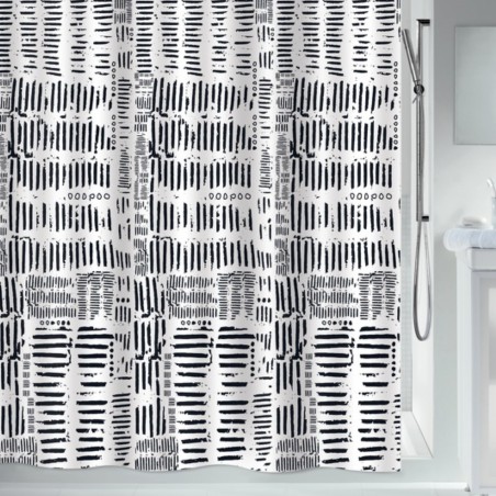 Spirella Duschvorhang CONNECTION Polyester 180x200cm Schwarz & Weiß