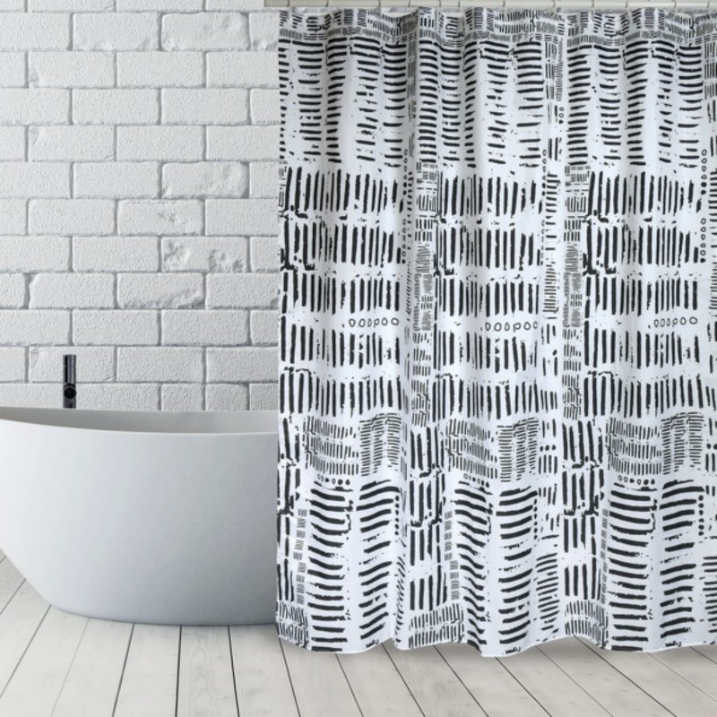 Tenda da doccia Poliestere CONNECTION 180x200cm Spirella in bianco e nero