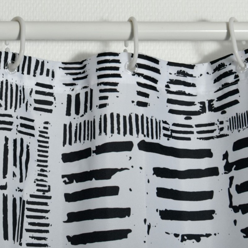 Polyester Shower curtain CONNECTION 180x200cm Black & White Spirella