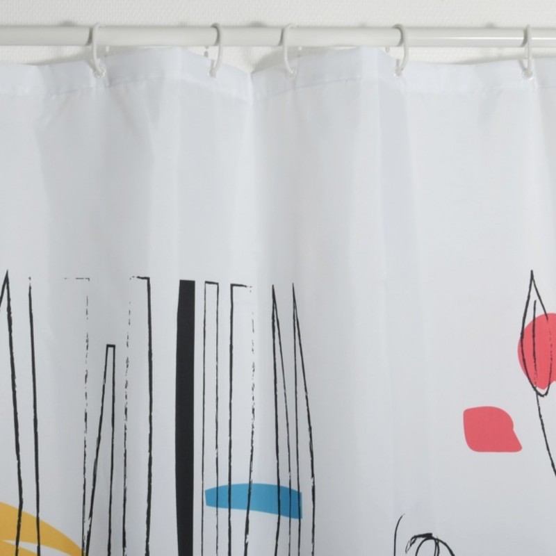 Spirella Duschvorhang Polyester FACES 180x200cm Mehrfarbig