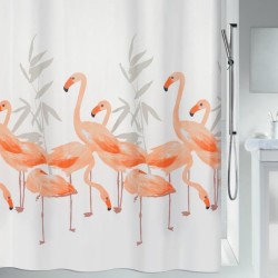 Cortina de ducha Poliéster FLAMINGO 240x180cm Salmón Spirella